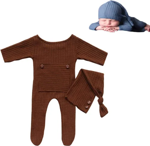 Miniatura 29 de Moda recién nacido niños niñas bebé sesión de fotos accesorios trajes ganchillo ropa sombrero de cola larga pantalones accesorios de fotografía