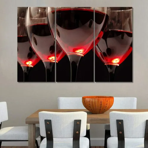 Miniatura 54 de Obra de arte para paredes del hogar, 3 paneles de letras de vino tinto, pinturas de corcho, impresiones HD, arte de pared de corcho de vino sobre