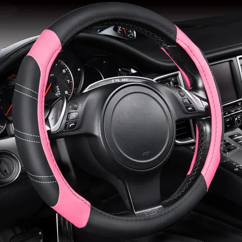 Miniatura 18 de CAR PASS Funda para volante deportiva de cuero de microfibra con veta de madera de 14.5-15 pulgadas, universal, se adapta al 95% de camiones, SUV