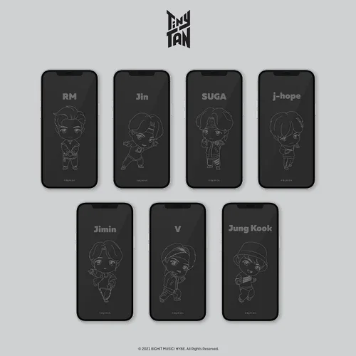 Miniatura 7 de iFace TinyTAN inspirado en BTS Protector de pantalla de vidrio templado de borde redondo diseñado para iPhone 12 Pro Max (Jung Kook)