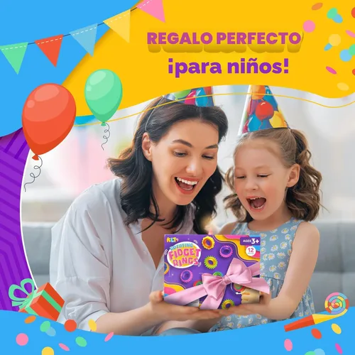 Miniatura 6 de Anillos sensoriales para inquietos para niños: paquete de 12 anillos giratorios - Juguetes de textura para el estrés de niños con autismo, calmantes