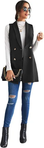 Miniatura 5 de Verdusa - Chaleco elegante con cuello chal y doble botonadura para mujer
