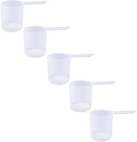 Miniatura 48 de Conjunto de 5 cucharas medidoras de plástico, 6 cucharadas (90 cc 3/8 taza 3 oz. 90 mL) con mango largo para polvos, gránulos, café, comida