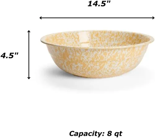 Miniatura 2 de Enamelware Cuenca Mediana, 8 cuartos de galón, Negro/Blanco Splatter (individual)