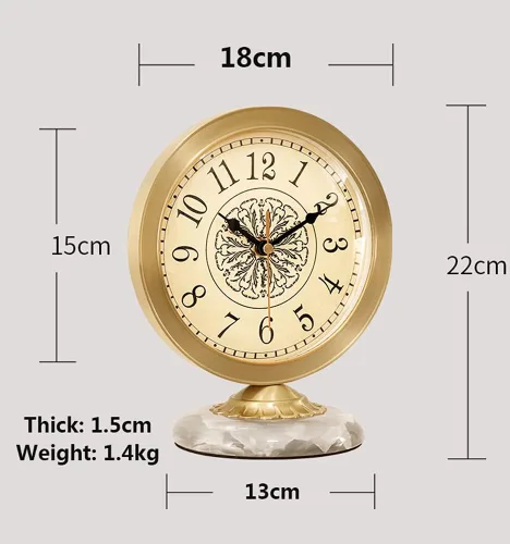 Miniatura 4 de Retro Vintage Metal Table Clock, Small Non-Ticking Clock with Silent Quartz Movement - Battery Operated Desk Clock with HD Glass Face