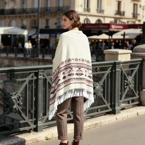 Miniatura 109 de Poncho chal para mujer, suéteres suaves y cálidos para mujer, parte delantera abierta, poncho de viaje para otoño, invierno y primavera