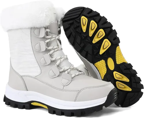 Miniatura 4 de COOJOY - Botas de nieve a media caña, peludas, e impermeables de mujer para el invierno