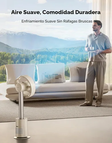 Miniatura 6 de DREAME Ventilador de torre sin aspas para dormitorio, ventilador de pie inteligente con flujo de aire espacial de 270° para circulación de Beige
