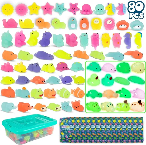 Miniatura 11 de BONNYCO Mochi - Juguetes esponjosos a granel para niños, paquete de 80 bolsas de regalos para niños de 3-5, 4-8, regalos de devolución para fiesta