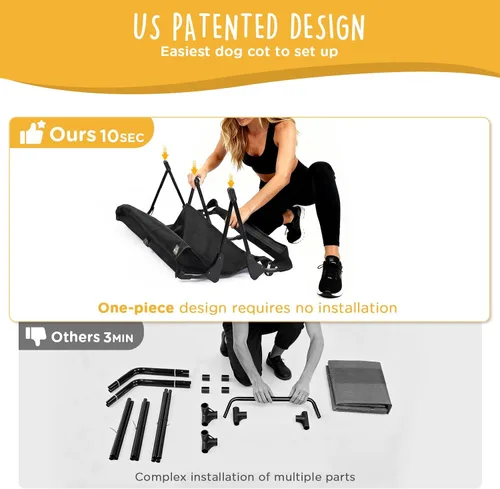 Miniatura 2 de CANINE CANYON Upgraded Non-Slip Daisy Cot, Large Foldable Elevated Dog Bed, Portable Raised Outdoor Folding Dog Cot for Camping/Home, Chew Proof