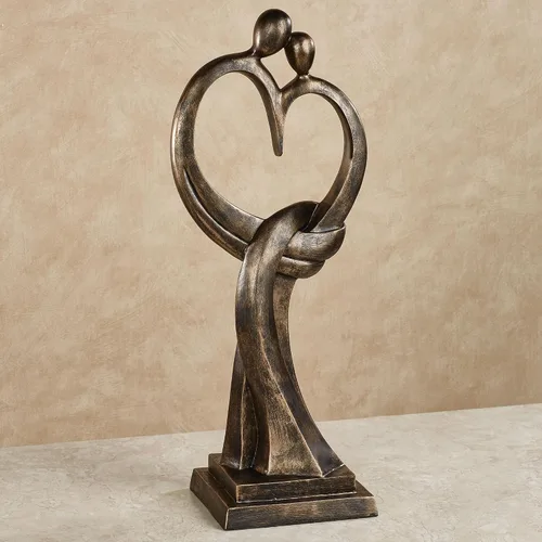 Miniatura 2 de Escultura de amor eterno con toque de clase, acabado en bronce Hecho a mano de resina, 20 pulgadas de altura, estatua de signo de te amo
