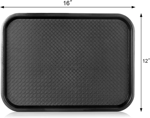 Miniatura 2 de New Star Foodservice Bandeja de comida rápida, juego de 12 (negro, 12 x 16 pulgadas)