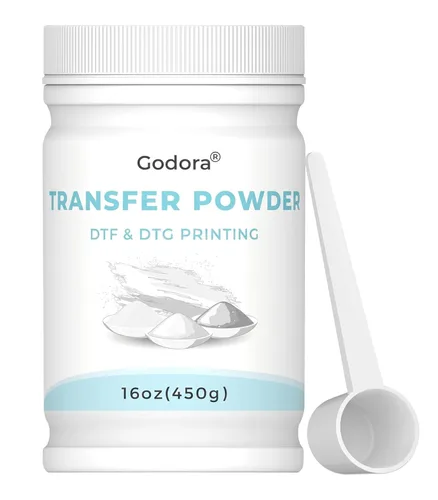 DTF - Adhesivo termofusible de transferencia digital blanco en polvo para prendas de color negro u oscuro, transferencia pretratamiento para todas