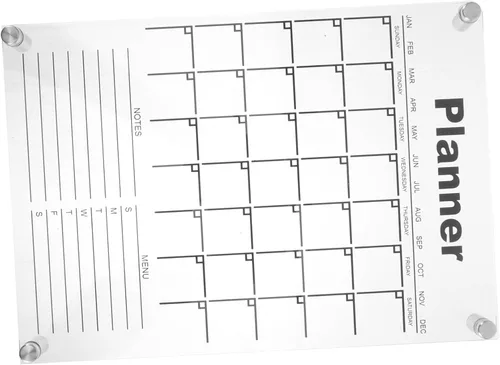 Healifty Calendario de pared acrílico de borrado en seco, tablero de notas, planificador mensual borrable para uso en casa y oficina, elegante
