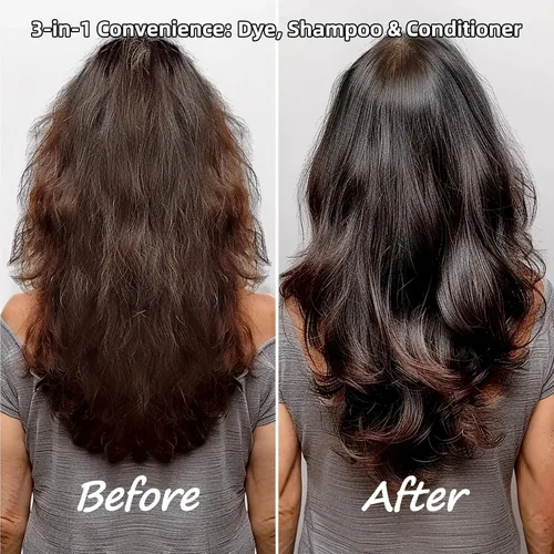Miniatura 3 de Ampolla de champú instantáneo para el cabello, tinte permanente para el cabello, sin parabenos, coloración fácil y rápida en 5 minutos, queratina