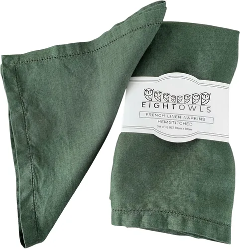 Miniatura 19 de Servilletas de lino con dobladillo calado – 20 pulgadas x 20 pulgadas – Servilletas de cena de tela de lino puro lavado a la piedra con esquinas