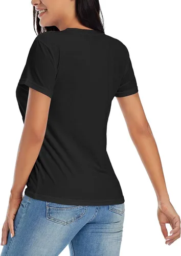 Miniatura 4 de Camisa para mujer Camiseta de manga corta Top Casual Moda Tee Negro