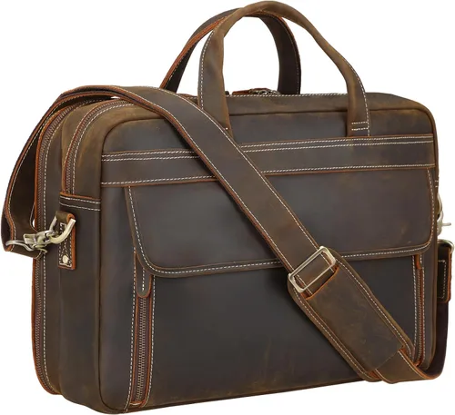 Miniatura 10 de Masa Kawa Maletín de Cuero para Hombre de 15.6", 17" para Computadora Portátil, Bolso de Negocios, Viaje, Trabajo, Mensajero, Bandolera, Bolso