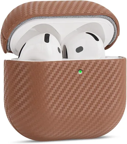 Miniatura 26 de Haobobro Funda de piel para AirPods Pro 2, piel seleccionada respetuosa con la piel, textura de fibra de carbono, hecha a mano, funda rígida Azul