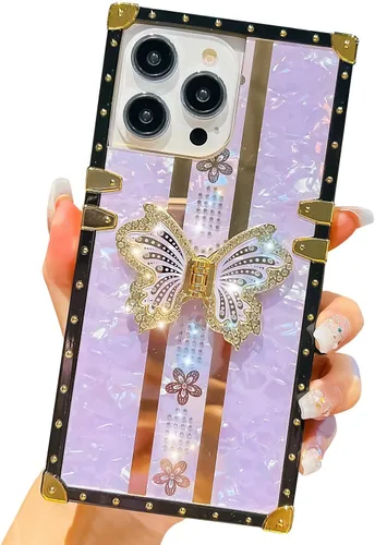 Miniatura 13 de Compatible con Funda Samsung Galaxy S22 Ultra, Diseño de Mariposa Brillante de Lujo con Soporte Plegable Kickstand para Mujeres y Niñas, Funda Rosa