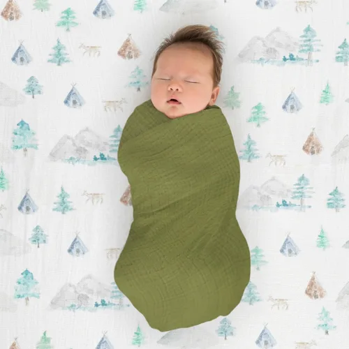 Miniatura 5 de SwaddleDesigns Juego de 4 mantas de muselina de algodón para bebé, niño y niña, mantas neutras para recién nacido, registro de bebé y regalo, 46 x