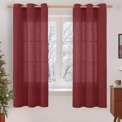 Miniatura 184 de LAMIT Cortinas de lino sintético para dormitorio, paneles filtrantes de luz, cortinas de lino con protección de privacidad con ojales para ventanas