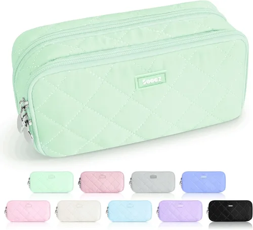 Miniatura 15 de Sooez Estuche grande para lápices, bolsa para lápices extra grande con 8 compartimentos, bolsa para bolígrafos de apertura amplia, organizador