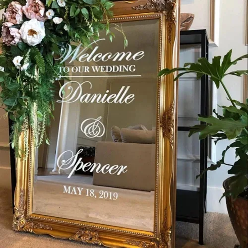 Miniatura 2 de guk Adhesivo de pared de boda, letrero de espejo de bienvenida, calcomanía con nombre personalizado y calcomanías musulmanas islámicas Got Engaged