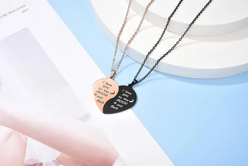 Miniatura 2 de Zysta Collar personalizado de rompecabezas de corazón a juego para parejas, novio, novia, mujeres, hombres, Yinyang, parejas, collar con colgante