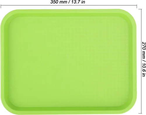 Miniatura 2 de MUKCHAP Paquete de 12 bandejas para servir comida rápida, bandeja rectangular de plástico de 10 x 14 pulgadas, color verde