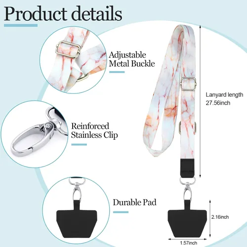 Miniatura 3 de Chinco 5 cordones cruzados para teléfono celular, correa ajustable universal para el cuello y parches para teléfono compatibles con la mayoría