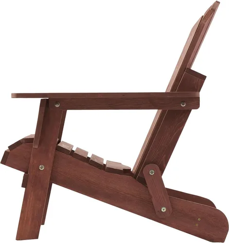 Miniatura 4 de Silla Adirondack plegable de madera de gran tamaño, respaldo y asiento premontados, silla de patio al aire libre Hemlock sólida para jardín, patio