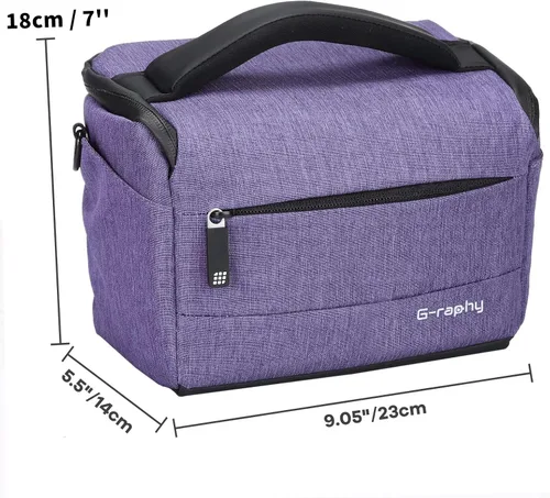 Miniatura 3 de G-raphy Funda compacta y ligera para cámara Nikon Canon, Sony, DSLR, SLR, sin espejo, con correas de extracción, para hombres y mujeres (morado)