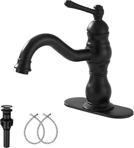 Miniatura 18 de Grifo giratorio de 360 ° con un solo orificio para lavabo de baño, desagüe desplegable a juego sin desbordamiento, bronce aceitado Bronce frotado