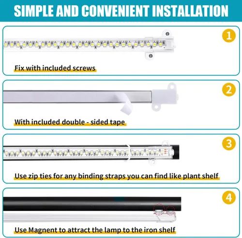 Miniatura 4 de Hywyimlait - Tiras de luz LED para crecimiento de plantas de interior, espectro completo 3500K, barra de luz para plantas con 96 LEDs con 3500K