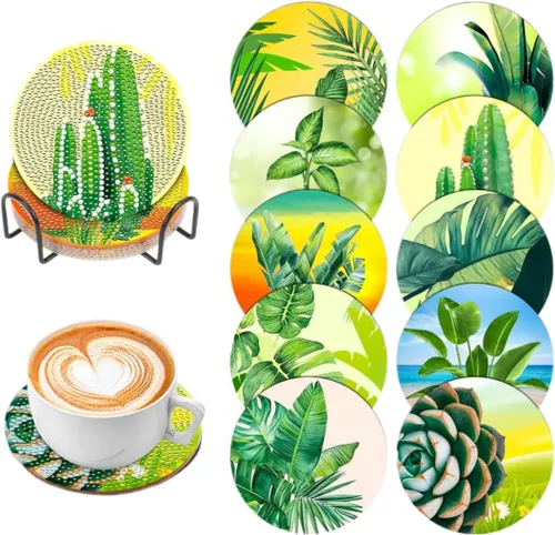 Miniatura 16 de 6 piezas de posavasos de pintura de diamante Posavasos de arte de diamante Pintura de arte de diamante de trasero de animal Regalo de arte