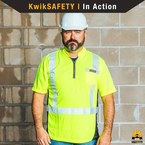 Miniatura 2 de KwikSafety - Camisas de seguridad de manga corta premium [collares de lujo] Clase 2 Hi Vis Camisas para hombres ANSI OSHA Camisas de alta visibilidad