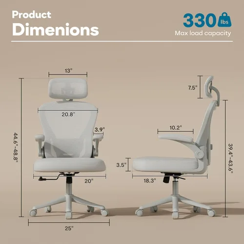 Miniatura 2 de SeekFancy Silla de Oficina Ergonómica M903, Silla de Escritorio para Computadora con Ruedas, Silla de Oficina de Malla de Respaldo Alto con Soporte