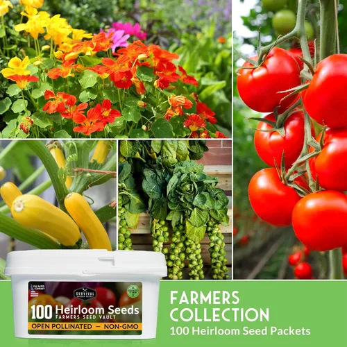 Miniatura 2 de Survival Farmer Seed Vault - Paquete de 100 semillas de verduras tradicionales para plantar, verduras, frutas y hierbas sin OMG, kit sellado