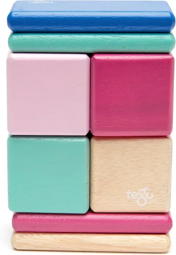 Miniatura 4 de Juego de bloques de madera magnéticos Tegu Pocket Pouch de 8 piezas, Blossom