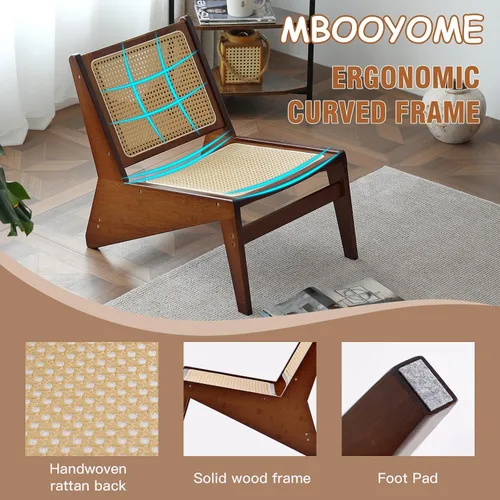 Miniatura 5 de MBOOYOME Silla decorativa moderna de mediados de siglo para sala de estar, silla baja con marco de madera maciza, cómodo sillón para dormitorio