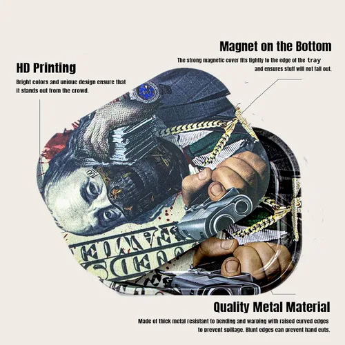 Miniatura 5 de Pequeñas bandejas de metal con tapa magnética suave de PVC Bandeja de metal con tapa de cubierta Bandeja decorativa pequeña y bonita Ideal