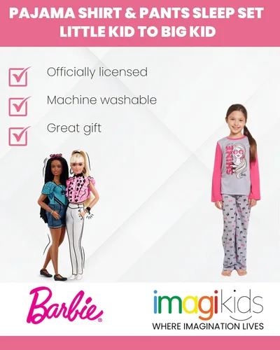 Miniatura 6 de Barbie Conjunto de pijama y pantalones para niñas pequeñas a grandes