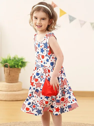 Miniatura 2 de Vieille Vestido sin mangas para niñas pequeñas, lindo vestido de verano con bolsillo, 2-7 años