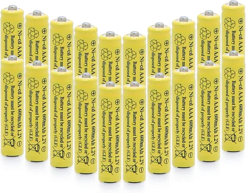 Miniatura 2 de 1.2 V AAA NiCd 600mAh Triple A batería recargable célula para luces solares lámpara de jardín (paquete de 20 AAA)