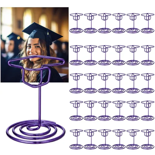 Miniatura 17 de Rtteri 30 piezas de soporte de foto de graduación con gorra de graduación de 2 pulgadas, soportes negros para centros de mesa, soportes de número