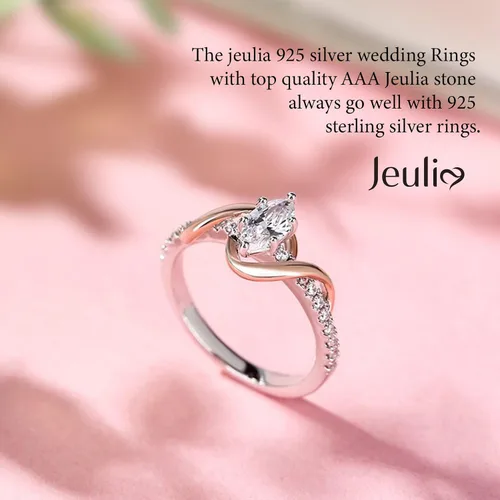 Miniatura 3 de Jeulia "An Encounter with Myself - Anillo de plata de ley de corte marquesa, anillo de compromiso de aniversario, regalo del día de San Valentín