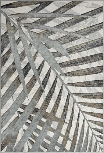 Miniatura 2 de Abani Alfombra decorativa de estilo ecléctico moderno con diseño de hojas de palma, color marrón, gris y beige (4 x 6 pies, gris y marrón)
