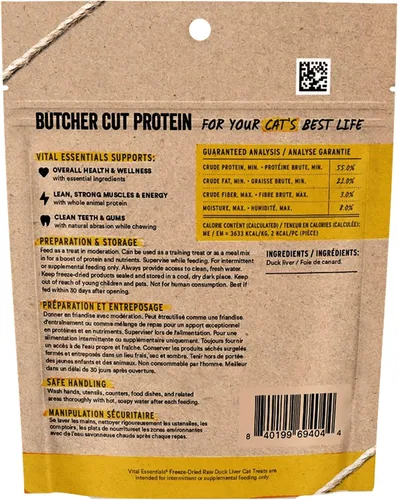 Miniatura 2 de Vital Essentials Golosinas de Hígado de Pato para Gatos, 0.9 oz Crudas Liofilizadas Ingrediente Único Sin Granos, Sin Gluten, Sin Rellenos