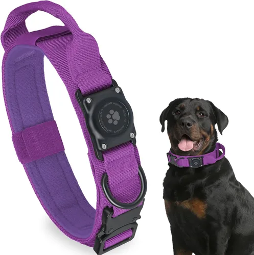 Miniatura 10 de Collar táctico para perro con AirTag, 100% impermeable, collares para perro Apple Air Tag integrados con soporte rígido de PC para AirTag, collar